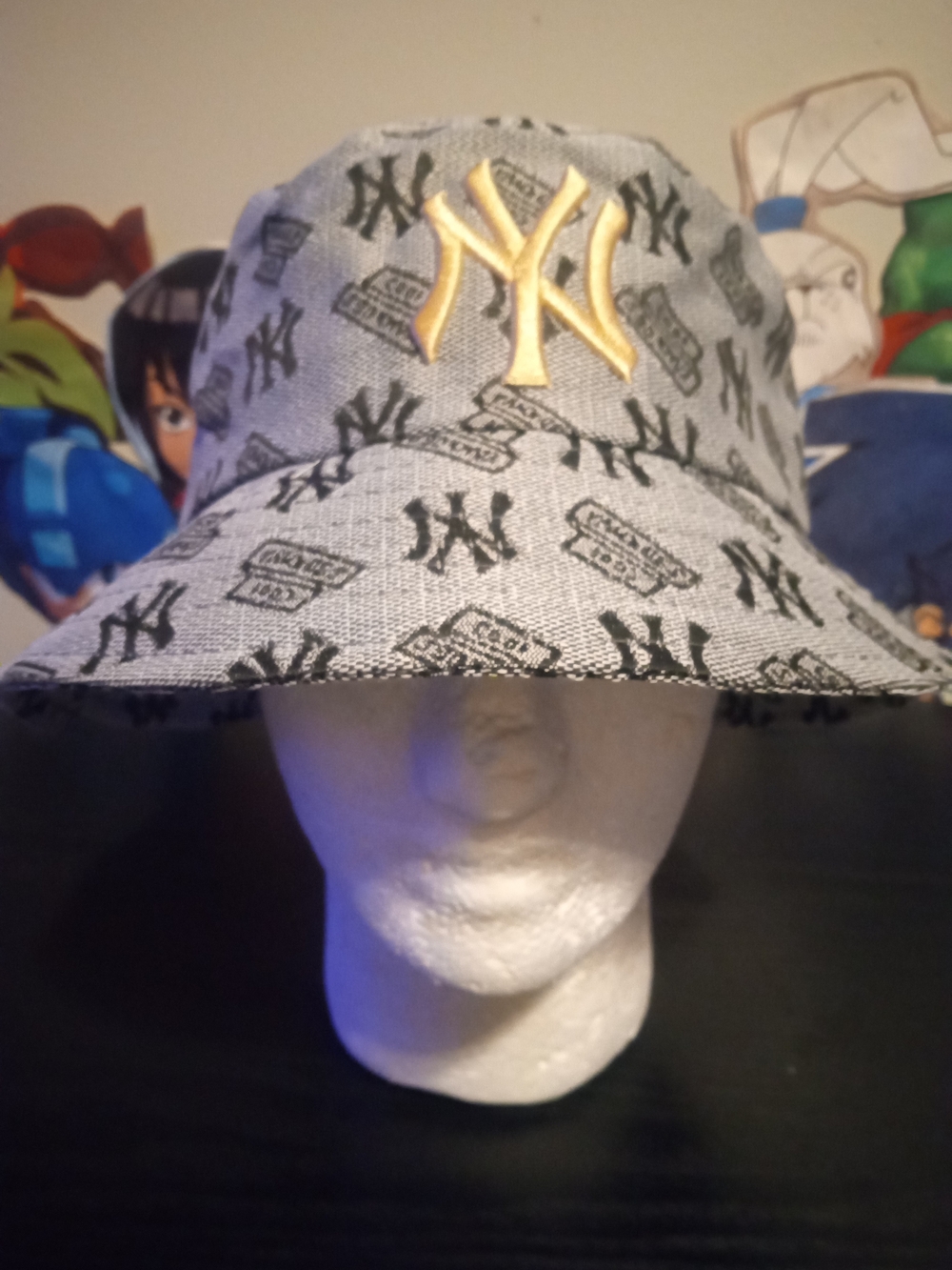 MLB Baseball Team New York Yankees Bucket Hat Cap Monogram Embroidered NY Gold